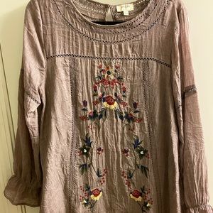 Umgee Bohemian Embroidered Long sleeve Dress